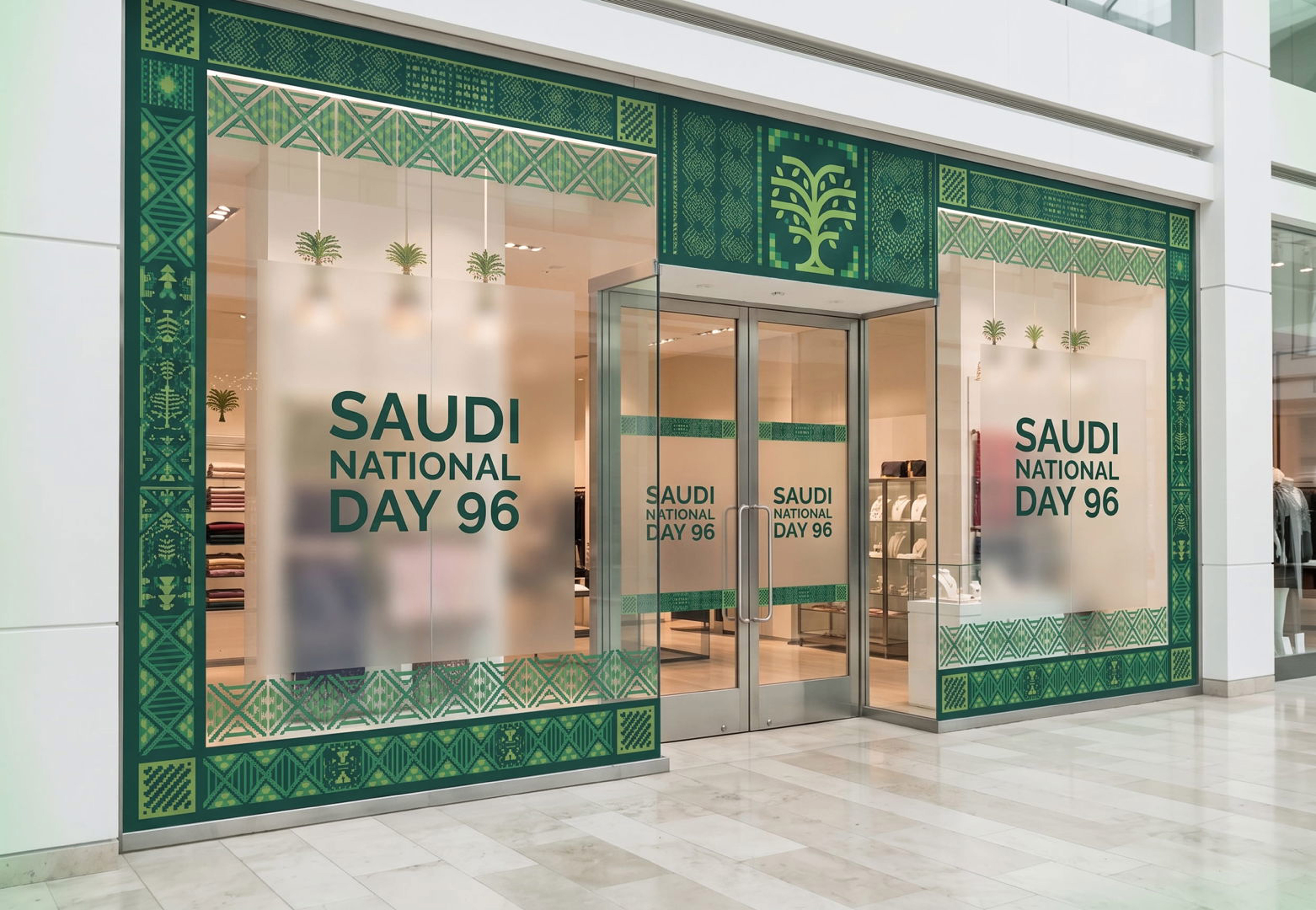 Saudi National Day 96 Shop Window Branding