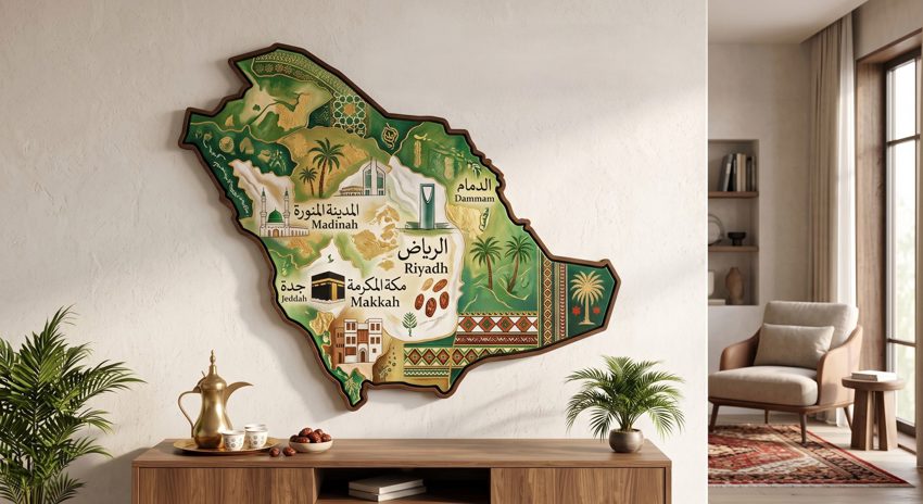 Saudi Map Canvas Printing