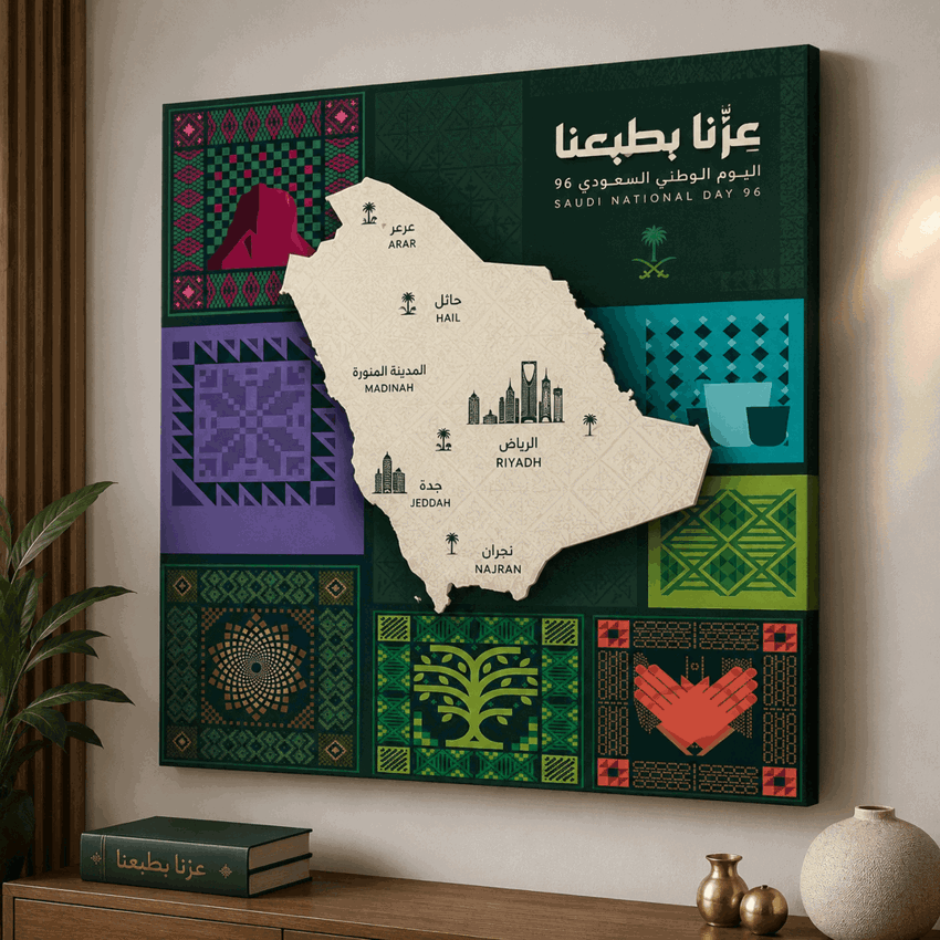 Saudi Map Canvas Printing